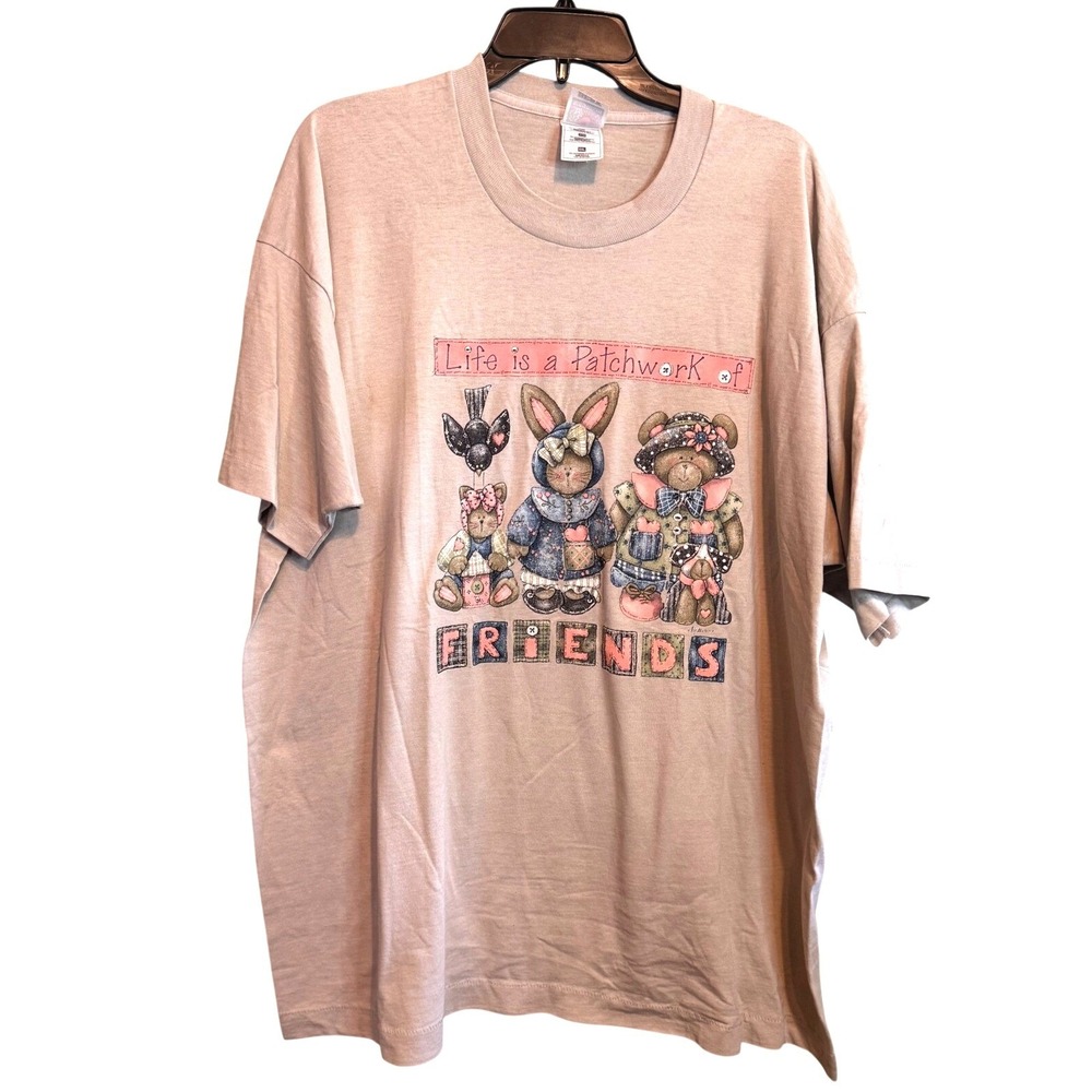 Fruit of the Loom Best Vintage Life is a Patchwork of‎ Friends Graphic Tee XXL